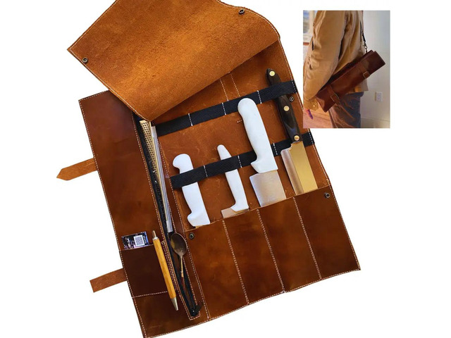 Blade Guard? Premium Leather Chef Knife Roll Bag - 5 pocket