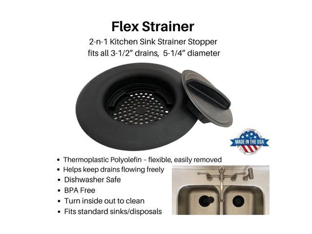 FLI Products Flex Strainer DPFS1010-2 2-N-1 Kitchen Sink Strainer and Drain Stopper All in One Fits All 3-1/2 Drains and Disposals, 5-1/4 Diameter,...