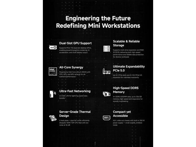 MINISFORUM MS-02 Ultra Workstation Core Ultra 5 235HX Barebone Mini PC Without Storage/OS, HDMI USB4 2xUSB4 V2 Output, 4X DDR5 SO-DIMM Slot, 2X SSD...