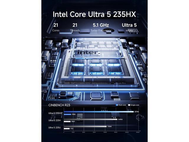 MINISFORUM MS-02 Ultra Workstation Core Ultra 5 235HX 32GB RAM 1TB SSD Mini PC, HDMI USB4 2xUSB4 V2 Output, 4X DDR5 SO-DIMM Slot, 2X SSD Slot,...