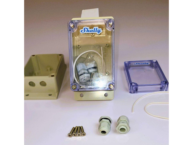 Shelly Outdoor Enclosure. IP66 rated clear cover box. 3.9' x 2.75' x 2' with 2 cable strain reliefs