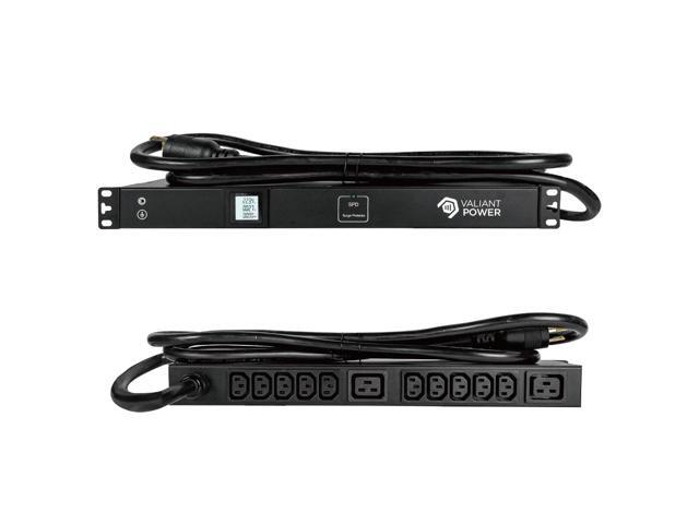 Rack Mount Power Strip - 240V 30A 1C19 & 5 C13 outlets PDU with Built-in Surge Protector, Volt & Amp Meter for Data Center - 19 Metal Housing, Ears...