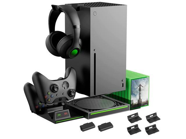 Vertical Stand Compatible with Xbox Series X Console, Dual Charging Station with 2 Rechargeable Battery for Xbox Series X Controller, with 10 Game...