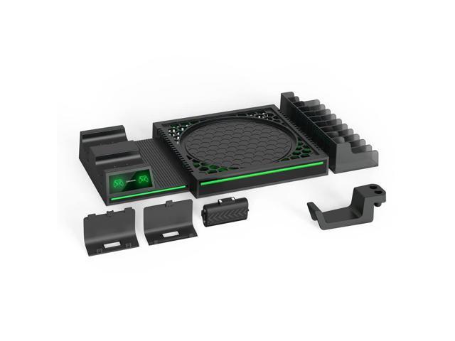 Vertical Stand Compatible with Xbox Series X Console, Dual Charging Station with 2 Rechargeable Battery for Xbox Series X Controller, with 10 Game...