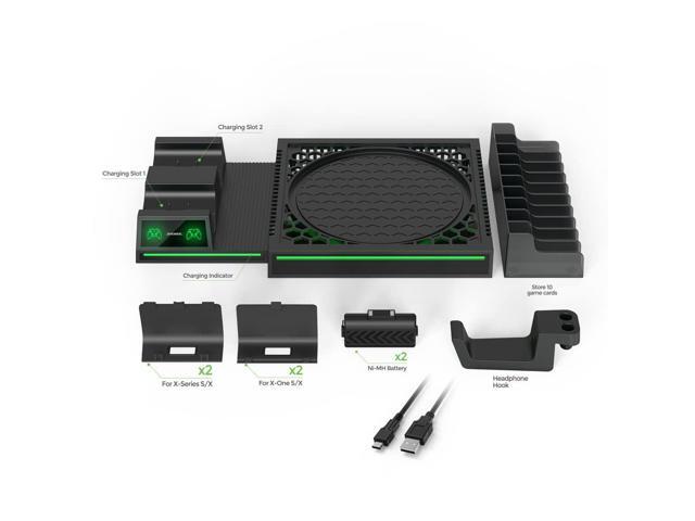 Vertical Stand Compatible with Xbox Series X Console, Dual Charging Station with 2 Rechargeable Battery for Xbox Series X Controller, with 10 Game...