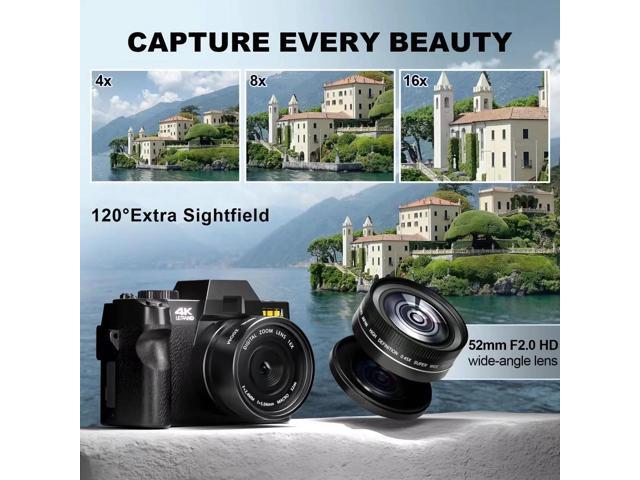 4K Digital Cameras for Photography 48MP Video Camera for Vlogging, WiFi & App Control, YouTube Vlogging Camera with 32GB TF Card