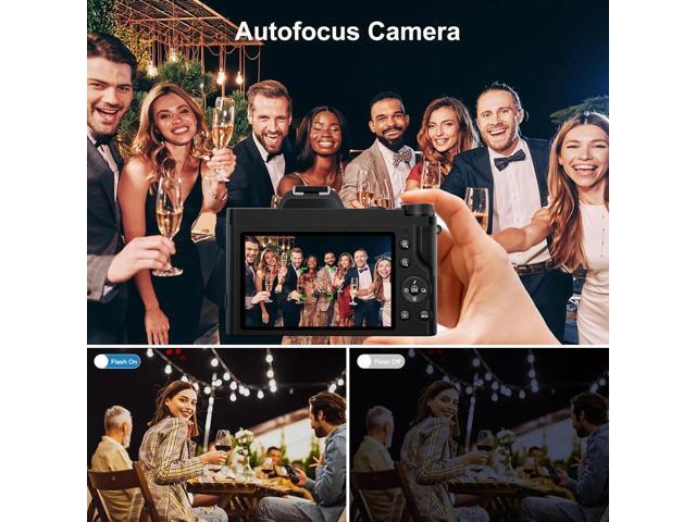 5K Digital Camera Autofocus 16x 48 MP Vlogging Camera for YouTube DSLR Video Cameras With 32G SD Card, Black