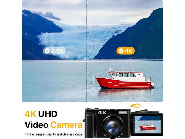 Digital Camera 4K Vlogging Camera for YouTube with 32G SD Card 180° 3''Flip Screen 16X Autofocus 48MP Video Cameras