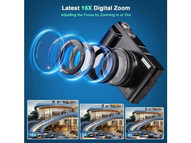 Digital Camera 4K 48MP Vlogging Camera for Youtube Autofocus 16X Digital Zoom Video Cameras with 32GB SD Card