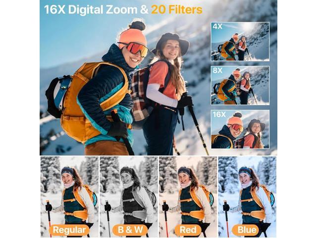 Digital Camera 4K Vlogging Camera for YouTube with 32G SD Card 180° 3''Flip Screen 16X Autofocus 48MP Video Cameras