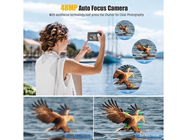 4K Digital Camera for Photography 48MP Autofocus Vlogging Cameras 16X Digital Zoom for Youtube with 32GB Card