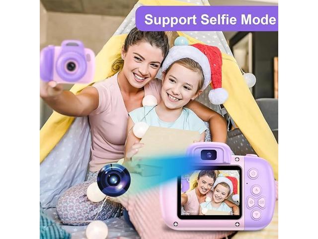 Kids Camera, 1080P Toddler Children Digital Video Cameras for Girls Boys, Pink Purple