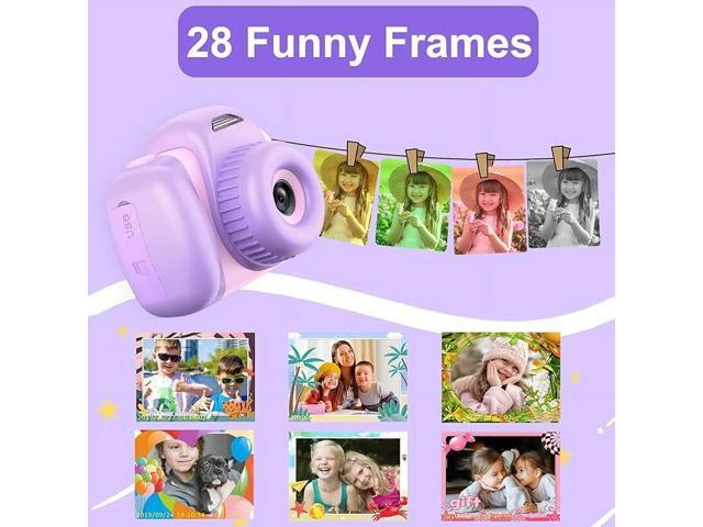 Kids Camera, 1080P Toddler Children Digital Video Cameras for Girls Boys, Pink Purple