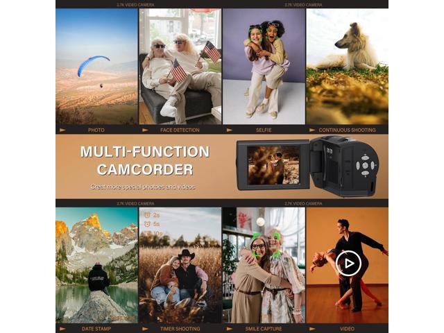 Video Camera for Youtube Camcorder Film Camera QHD 2.7K 50MP Vlogging Digital Camera with 32GB Card and 2 Batteries