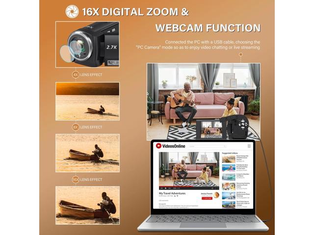 Video Camera for Youtube Camcorder Film Camera QHD 2.7K 50MP Vlogging Digital Camera with 32GB Card and 2 Batteries
