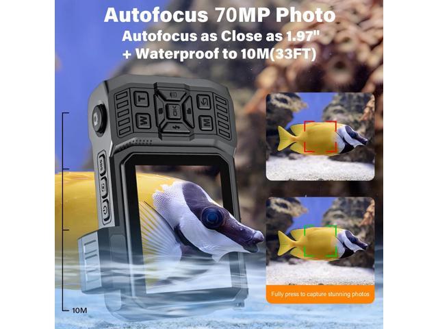 Digital Camera 8K 70MP Autofocus Rugged Dustproof Shockproof Waterproof Camera with 32GB Card