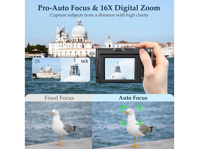 Vlogging Camera 4K Digital Cameras 48MP for Photography Autofocus 16X Digital Zoom for YouTube with 32GB Card