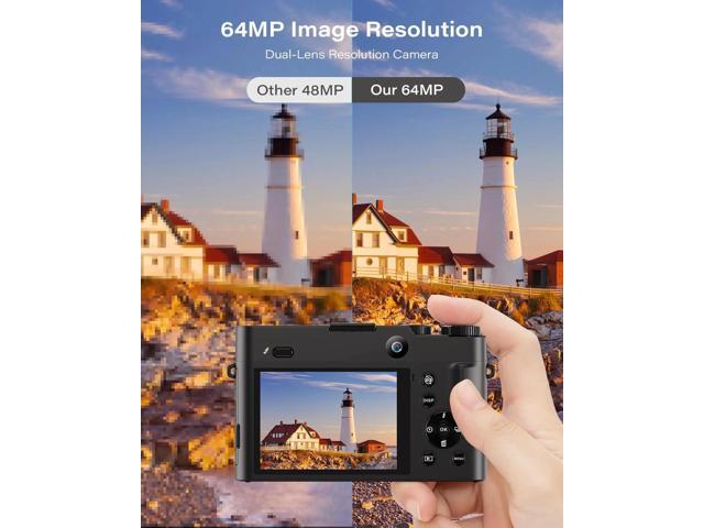 Digital Camera 4K Ultra HD 64MP Vlog Dual Camera for Youtube with 32GB Card,16x Zoom Autofocus Video for Photography
