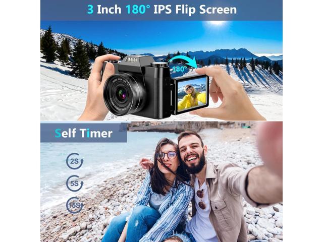 Digital Camera for Youtube 4K Video Camera 56MP Vlogging Camera Camcorder with 32GB SD Card and 2 Batteries