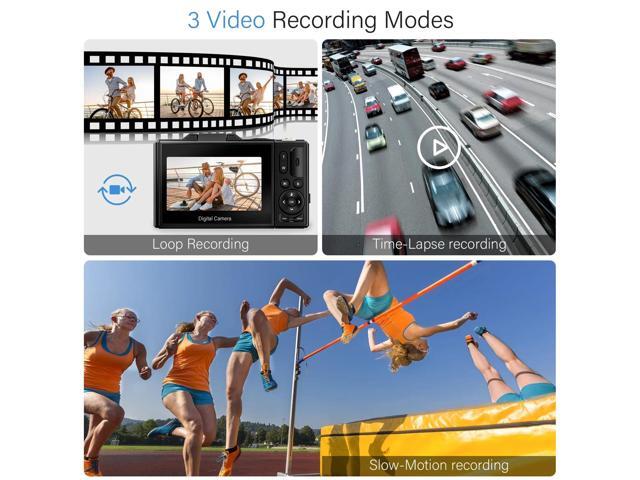 Digital Camera 4K 64MP Vlogging Camera for YouTube Auto-Focus 18X Zoom 3' 180° Flip Screen Compact Video Camera with 32GB Card