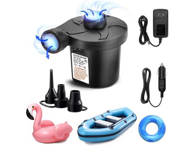 Electric Air Pump Portable Air Mattress Pump with 3 Heads Nozzle Furniture Pump Two Way Inflator Deflate for Cushions Couch Outdoor Camping