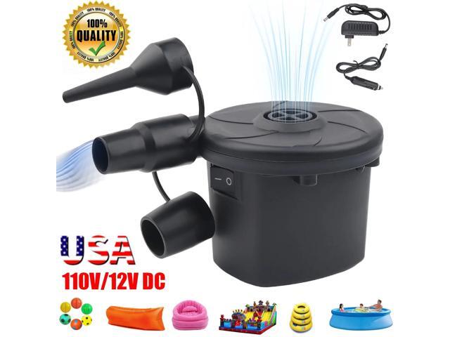 Electric Air Pump, Quick-Fill Inflator/Deflator with 3 Nozzles, 100V 50W with Car Outlet Adaptor, for Air Mattress Beds, Airbed, Inflatable Pool...