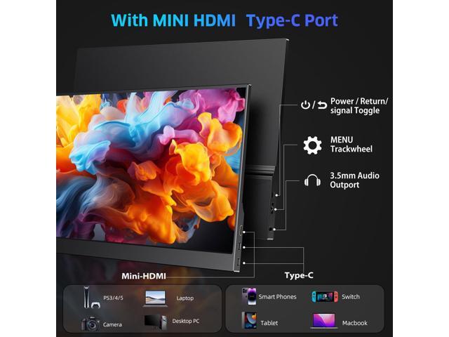 UPERFECT 15.6' Portable Monitor 1200:1 HDR NEW FHD Eye-care Portable Gaming Monitor For PS6 Xbox VESA Mount