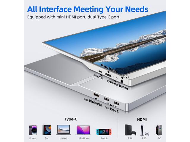 UPERFECT 15.6' 4K Portable Monitor 3840*2160 4K Portable Display Gaming Monitor USB C HDMI