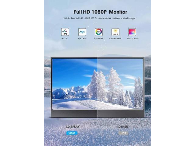 NEWSOUL 15.6' FHD Portable Monitor PC Screen HDMI USB C Monitor with Smart Case