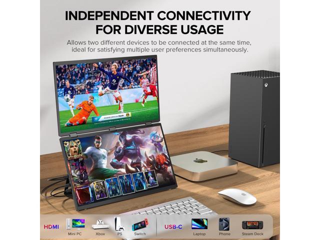 UPERFECT Delta 15.6' Dual Monitor Portable Screen Extender for Laptop, 1080P HDR, 360° Folding, Triple Monitor with Stand - No Driver Needed