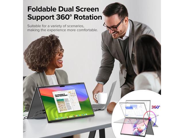 UPERFECT Delta 15.6' Dual Monitor Portable Screen Extender for Laptop, 1080P HDR, 360° Folding, Triple Monitor with Stand - No Driver Needed