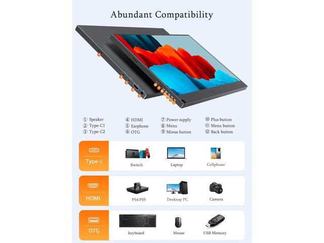 Portable Monitor Zero Frame, 15.6' Ultra Slim 1080P FHD 100% sRGB Display IPS Monitor, Plug & Play Second External Monitor for Laptop PC Phone Mac...