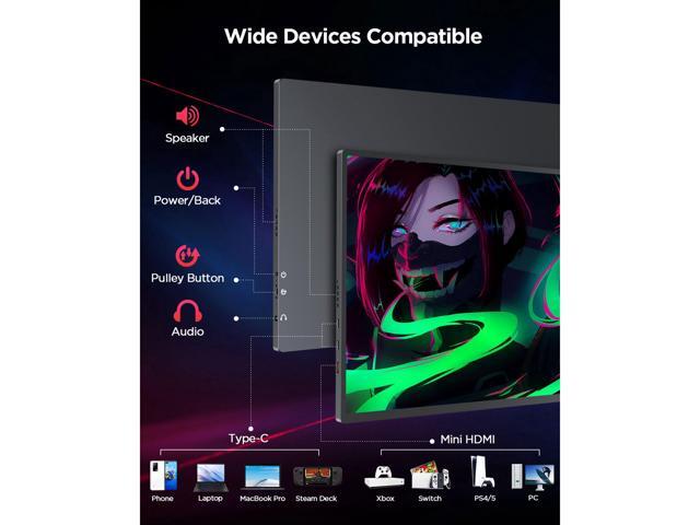 UPERFECT 16' Portable Monitor 2K 144HZ HDR FreeSync Portable Gaming Monitor For Laptop, PS5, Xbox, Switch