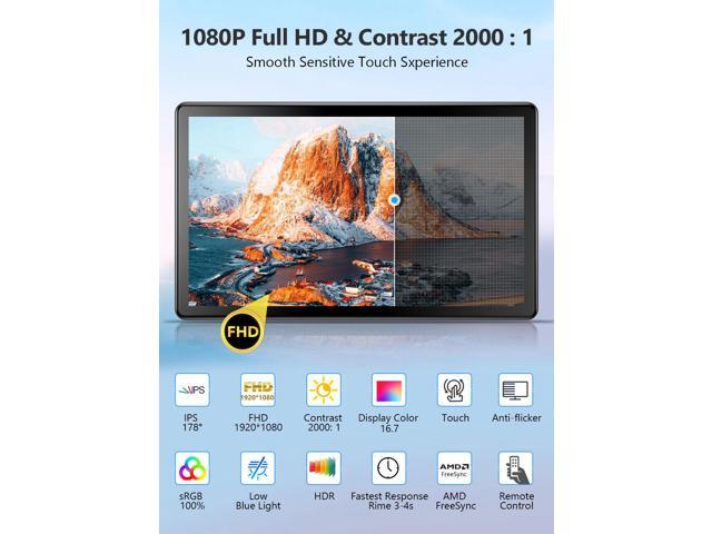 Touchscreen Portable Monitor 15.6'' HDR 1080P IPS Raspberry Pi VESA HDMI VGA DVI