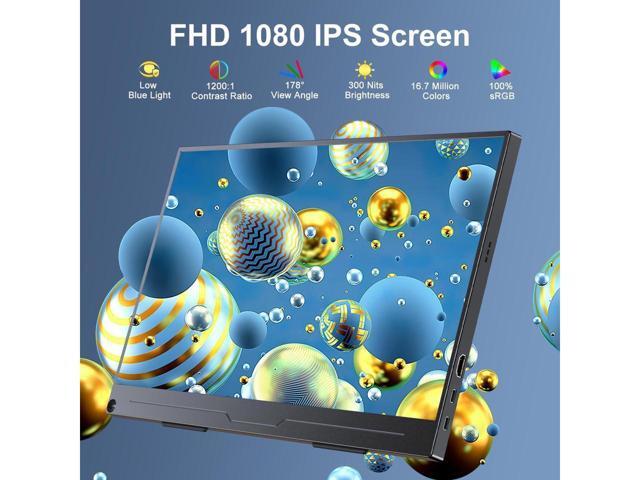 UPERFECT 15.6' FHD 1920x1080 Portable Monitor with HDR & IPS, USB-C, HDMI, VESA Mount, Anti-Glare Screen, and 3-in-1 Stand for Gaming, Work, and...