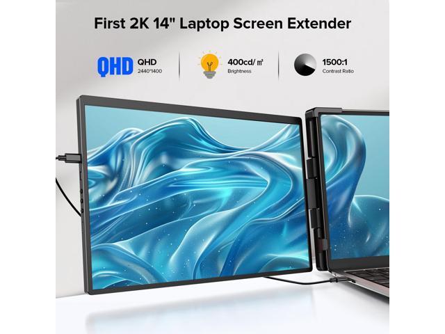 UPERFECT 2K 14' 360° Swivel Hinge Laptop Screen Extender, 2240x1400 QHD IPS Portable Monitor for 14'-17' Laptops - Plug & Play with Mac, Win, Dex...