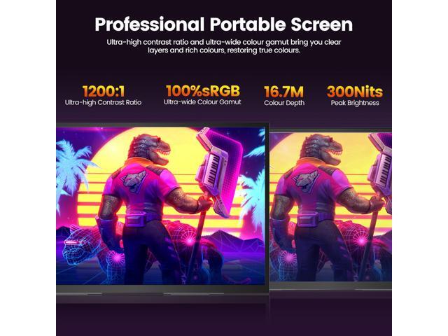 UPERFECT 18.5' 120Hz FreeSync Portable Monitor, 1080P 100% sRGB FHD IPS HDR Gaming Display with VESA & Stand, Ultra-Slim & Lightweight Frameless