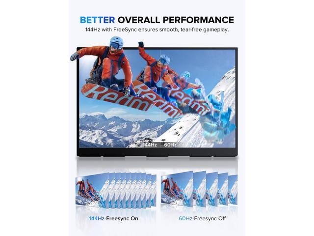 UPERFECT 18' 2K 144Hz Portable Touchscreen Gaming Monitor - QHD 2560x1600, 100% DCI-P3, FreeSync, HDR, VESA, Slim Frameless, for PC, Laptop,...