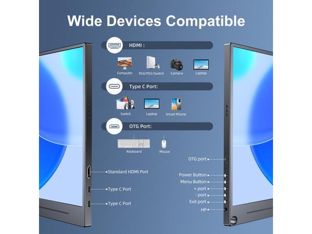 UPERFECT 15.6' 1080P FHD Portable Monitor with USB-C, HDMI, VESA & Smart Case - Matte IPS Display for Switch/PS5/PC/Phone Monitor