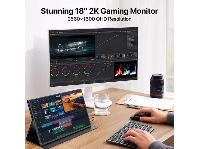 UPERFECT 18' Portable Gaming Monitor 144Hz 2560*1600 2K Freesync Screen Switch Display