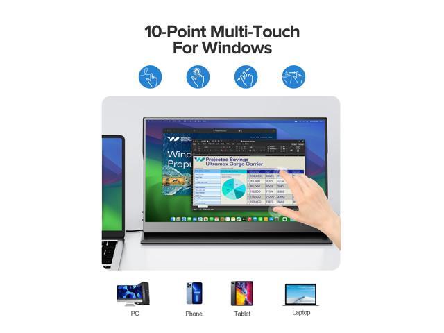 UPERFECT 15.6 Inch Touchscreen Portable Monitor FHD 1080P IPS 10-Point Touch Screen Monitor & Speakers, HDMI USB C Eye-Care Travel External for...