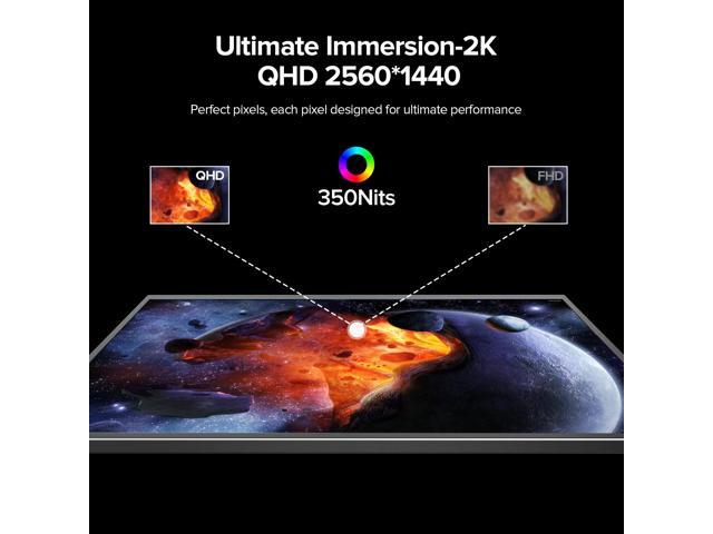 UPERFECT 22' QHD 2560x1440 Portable Monitor 2K FreeSync IPS HDR Gaming Display with 180° Adjustable Stand USB-C & HDMI for Laptop, Switch, Phone