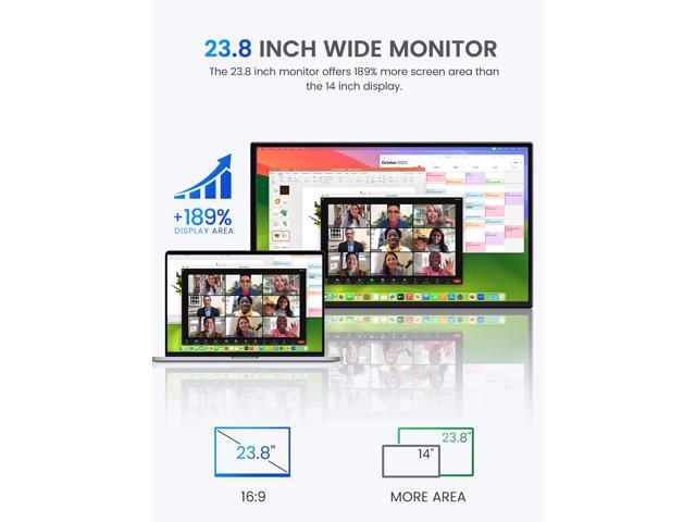 UPERFECT 23.8' 120Hz 1080P Ultra-Slim Portable Gaming Monitor with HDMI, USB-C, 180°Adjustable Kickstand & VESA Mount for Laptops, Steamdeck,...
