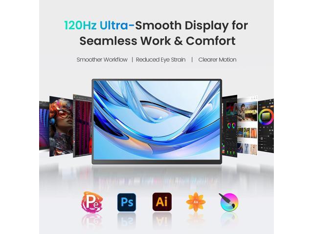 UPERFECT 23.8' 120Hz 1080P Ultra-Slim Portable Gaming Monitor with HDMI, USB-C, 180°Adjustable Kickstand & VESA Mount for Laptops, Steamdeck,...