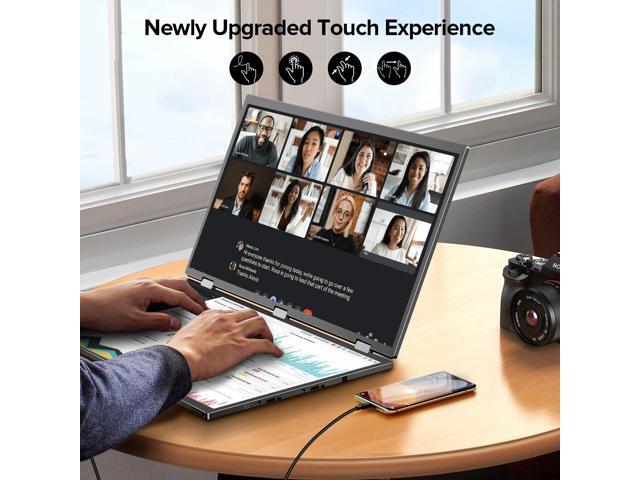UPERFECT 18.5' 100Hz Dual Touchscreen Monitor with HDR, 360° Folding, VESA & Stand for Laptop, PC, Phone, Game Console (Plug & Play, No Driver Needed)