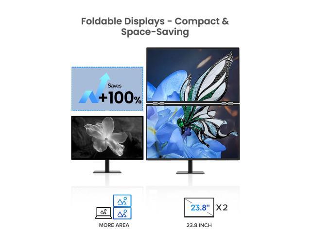 UPERFECT Delta 23.8' 100Hz Dual Monitor Portable Screen Extender with 1080P HDR, 360° Folding, VESA Mount for Laptop, PC, Phone, Game Console (No...