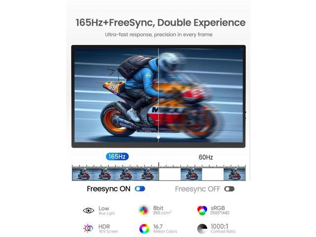 UPERFECT 24.5' 2K 165Hz Touchscreen Portable Monitor, QHD FreeSync IPS HDR, 180° Adjustable Stand, USB - C & HDMI, for...