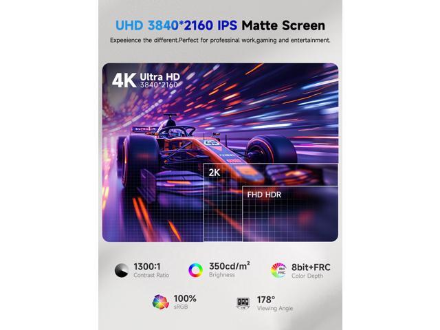 UPERFECT 23.8 4K Portable Monitor - UHD 3840*2160, 100%sRGB IPS, Speakers, USB-C/HDMI, 180° Adjustable Stand for Laptops, Consoles & More