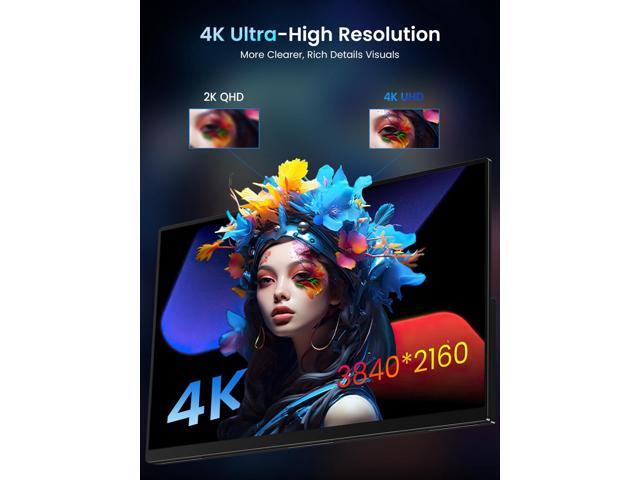 UPERFECT 17.3' 4K 120Hz Portable Gaming Monitor, 3840x2160 UHD, 500 Nits HDR, 0.1ms Fast IPS, 100% DCI-P3, USB-C/HDMI, VESA Mount, Kickstand...