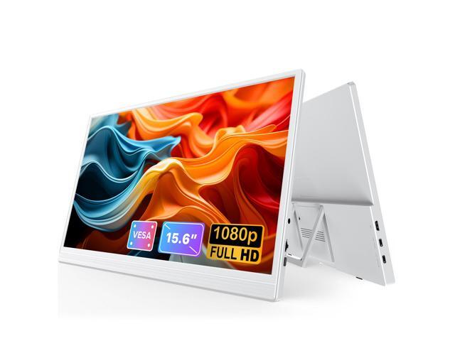 UPERFECT 15.6' FHD 1080P IPS Eye-Care White Portable Monitor with 180° Adjustable Stand, Built-in Dual Speakers, Travel Monitor for Laptop, PC,.